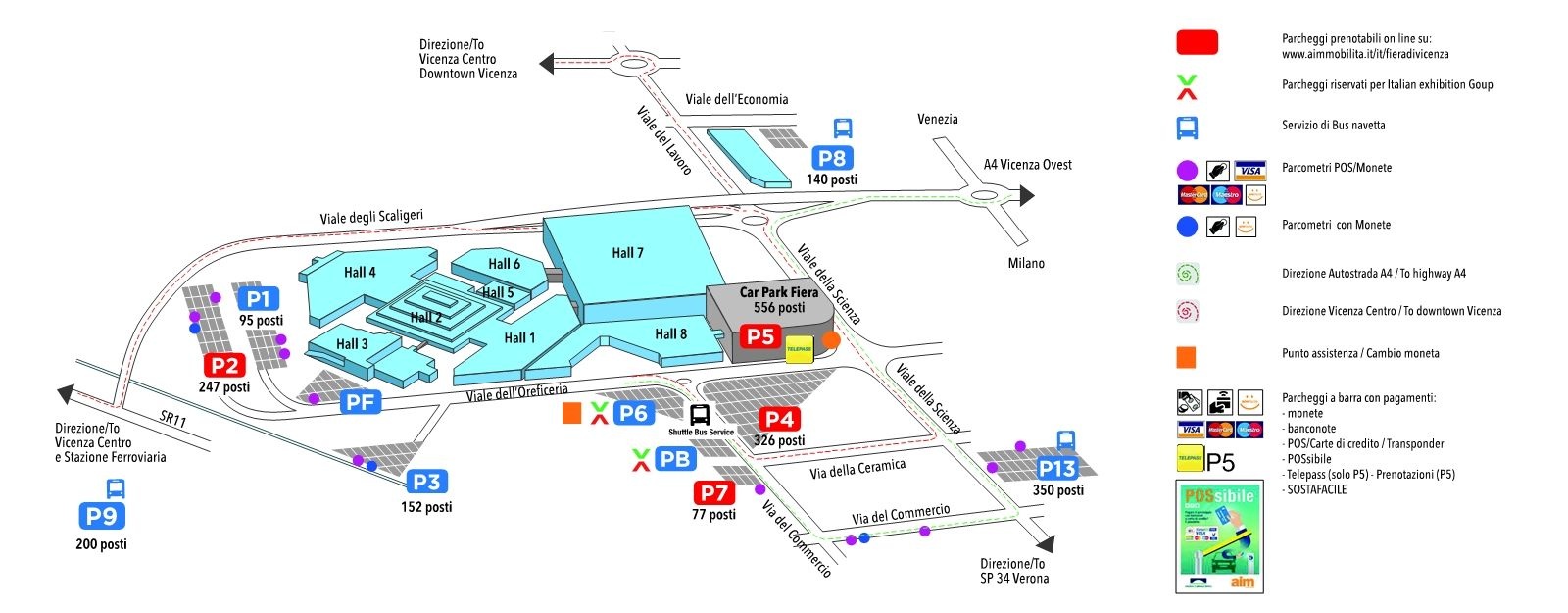 mappa fiera parcheggi